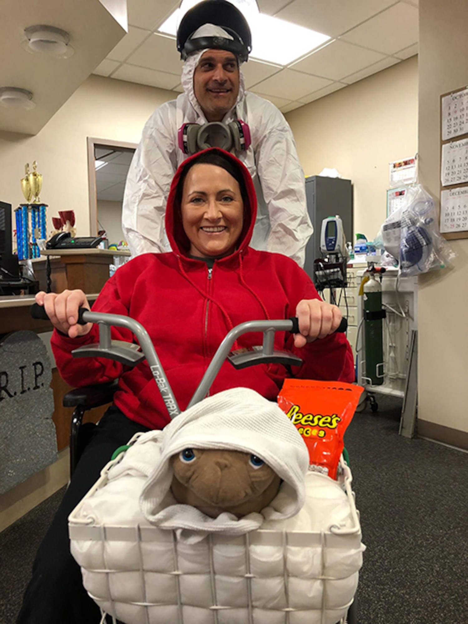 Maj. Stephanie Proellochs and her husband, John, dress up as characters from the movie, “E.T.” Proellochs, along with other patients and healthcare providers, celebrated Halloween at Walter Reed National Military Medical Center, Oct 31, 2017. (Courtesy Photo)