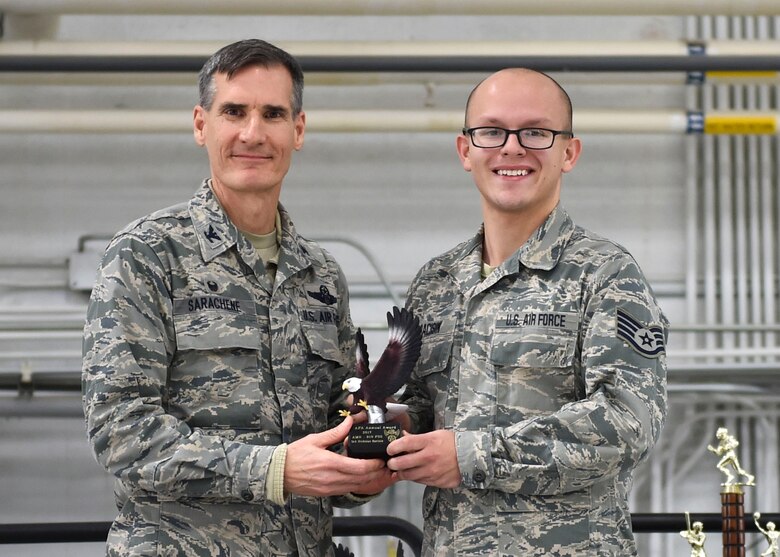 Citizen Airmen of the 910th Airlift Wing attend a commander’s call Jan. 6, 2018, here.