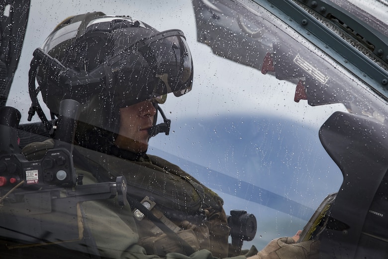 U.S. Marine Corps Capt. William Nutting, pilot, Marine Aircraft Group 24, operates an AH-1Z helicopter aboard Marine Corps Air Station, Kaneohe Bay, Hawaii, Dec. 19, 2017. The arrival of the 4th generation attack helicopters enhances the capabilities and power projection of Marine Light Attack Helicopter Squadron 367, Marine Aircraft Group 24, 1st Marine Aircraft Wing and MCBH. (U.S. Marine Corps Photo by Sgt. Alex Kouns)