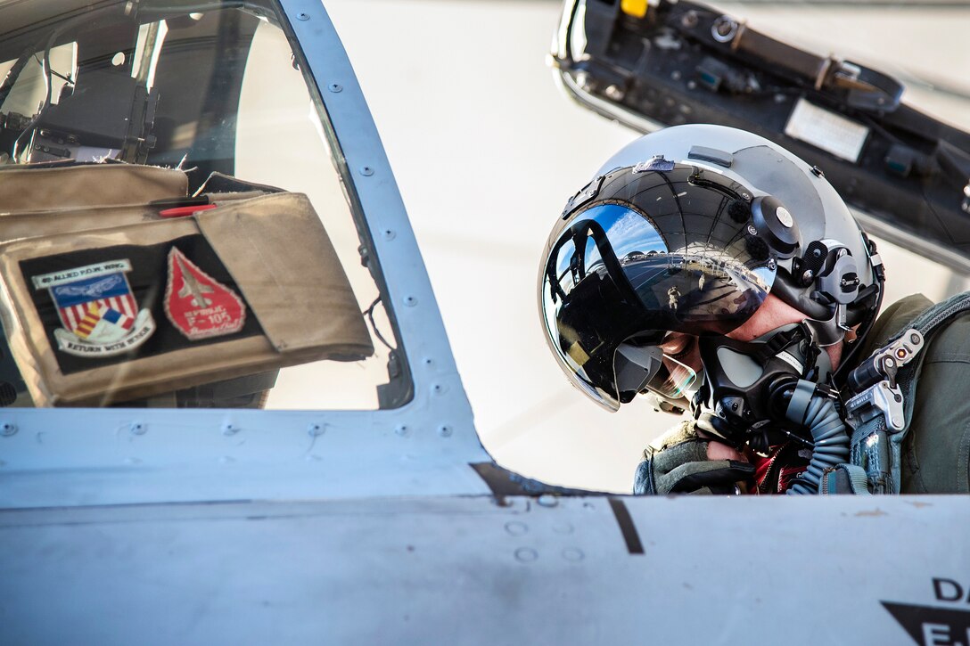 Air Force Capt. Haden Fullam prepares for takeoff on a training mission.