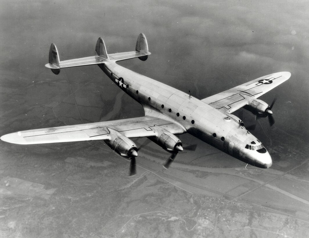 #OTD 9 Jan 1943 at Edwards - The first flight of the Lockheed XC-69 took place from Burbank, Calif. to Muroc. It was piloted by company test pilots Edmund Allen and Milo Burcham.  The four-engine, propeller-driven aircraft was designed by Kelly Johnson and was developed from the Lockheed L-049 Constellation airliner.