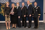 Ellen Lord, undersecretary of defense for acquisition, technology and logistics, presents the 2017 Defense Acquisition Workforce Development Innovation Award to the Defense Contract Management Agency at a Dec. 6 ceremony at the Pentagon. From left are Lord; Kathy Butera, executive director, DCMA Human Capital; Marie Greening, DCMA deputy director; Chris Zubof, director, DCMA Strategic Learning Division; Patrick Shanahan, deputy secretary of defense; and Army Lt. Gen. Anthony Ierardi, director of force structure, resources and assessment in the Joint Staff. (Army photo by Spc. Tammy Nooner)