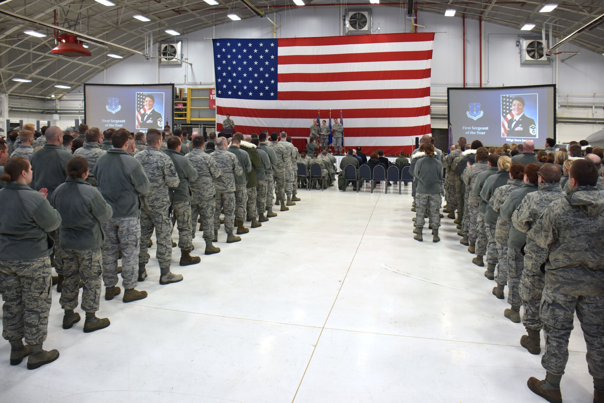 Wisconsin National Guard Airmen assigned to the 115th Fighter Wing attend the unit's annual awards ceremony at Truax Field in Madison, Wisconsin, Jan. 6, 2017. The ceremony highlighted Airman from throughout the unit who displayed exemplary skill and leadership in the performance of their duties both at home, and in deployed locations around the world. (U.S. Air National Guard photo by Master Sgt. Paul Gorman)