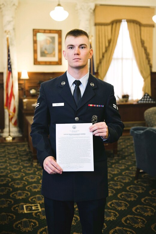 USAF Honor Guardsman recognized by Idaho governor