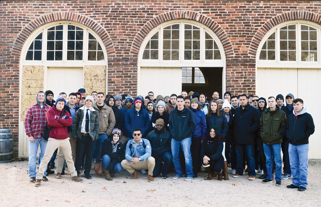 There were approximately 50 Marines, who travelled to Harpers Ferry as part of the Corporals Course Professional Military Education trip, not much less than the total force of Marines who took a stand against John Brown's militia.