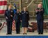 Lt. Col. Lisa McLeod (center), 141st Maintenance Group commander, assumed command of the 141st MXG from Col. David Dixon (right), during a change of command ceremony Jan. 6, 2018, at Fairchild Air Force Base, Washington. McLeod assumed command after serving as the 141st MXG deputy commander. Col. Johan Deutscher (left), 141st Air Refueling Wing commander, presided over the ceremony. (U.S. Air National Guard photo/Staff Sgt. Rose Lust)