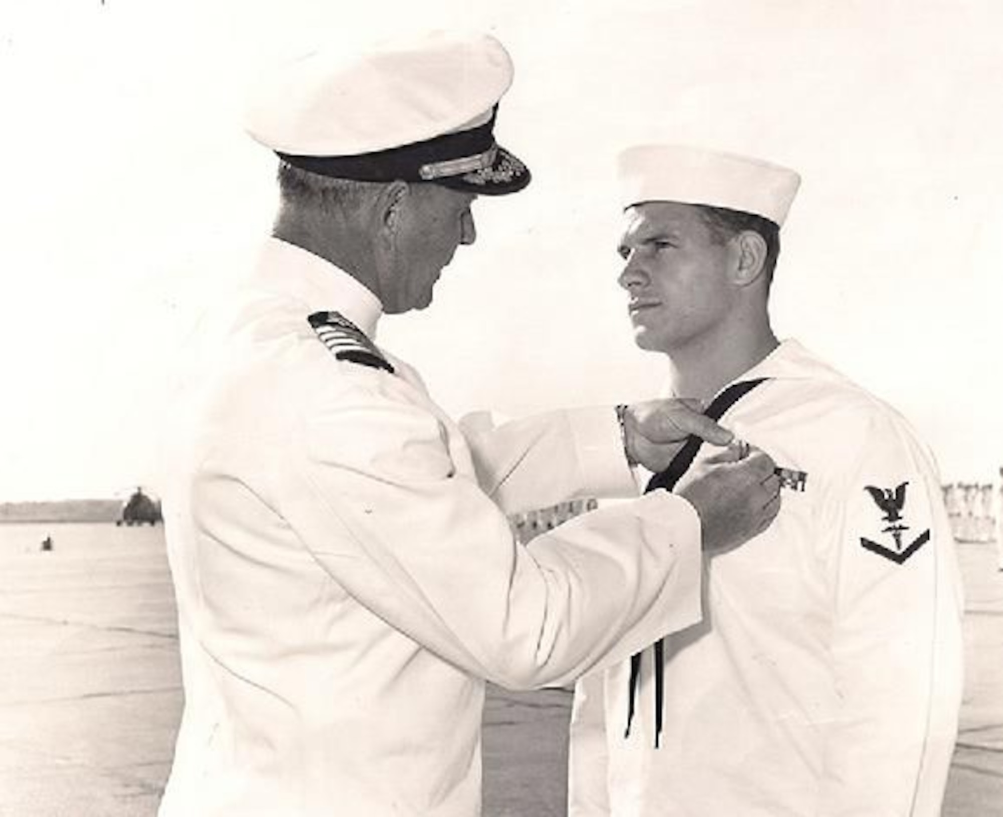 Navy Hospital Corpsman 3rd Class Michael Kuklenski receives a Silver Star in April 1970 at the Albany, Ga., Naval Air Station, for his actions during a May 29, 1969, firefight in Quang Nam province while serving with Alpha Co., 1st Bn., 7th Marines. Kuklenski, who was wounded three times in the engagement, “fearlessly crawled across the fire-swept terrain to reach wounded Marines and administer first aid.” He “continued to provide medical care to the other casualties” before accepting treatment for himself, according to his Silver Star citation. (Photo by Michael Kuklenski)