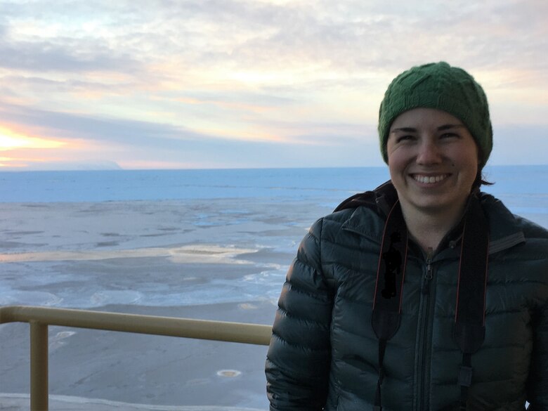 Julie Parno conducts research aboard the icebreaker, Nathaniel B. Palmer, while participating in the U.S. Antarctic Program Polynyas and Ice Production in the Ross Sea, a two-month science cruise.