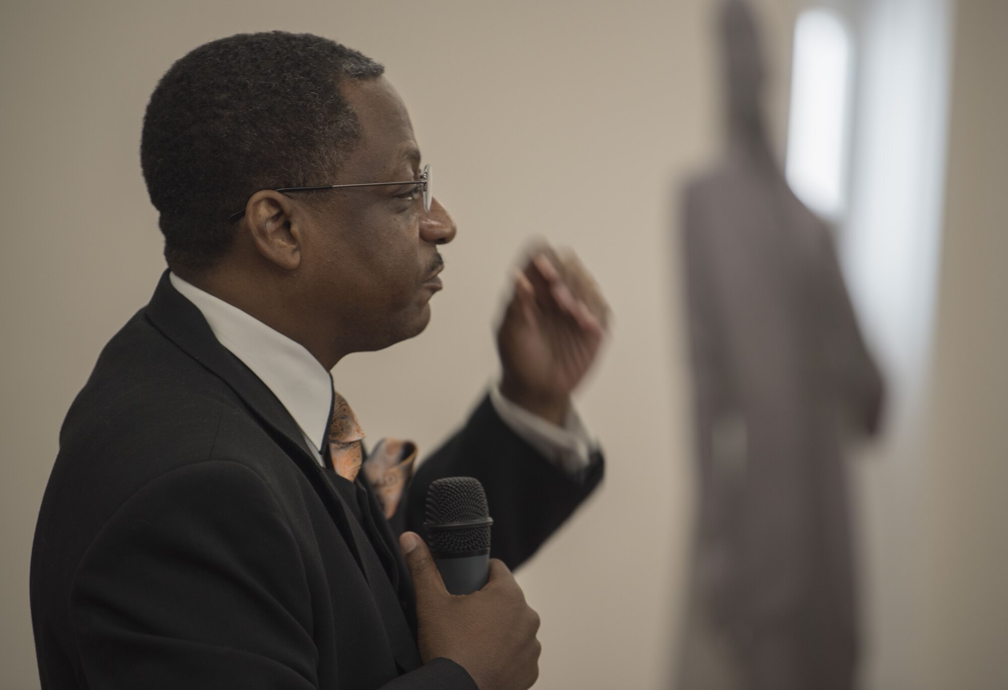 Anthony Brinkley, a retired chief master sergeant, delivers a speech during a Dr. Martin Luther King Jr. observance luncheon at MacDill Air Force Base, Fla., Jan. 11, 2018.