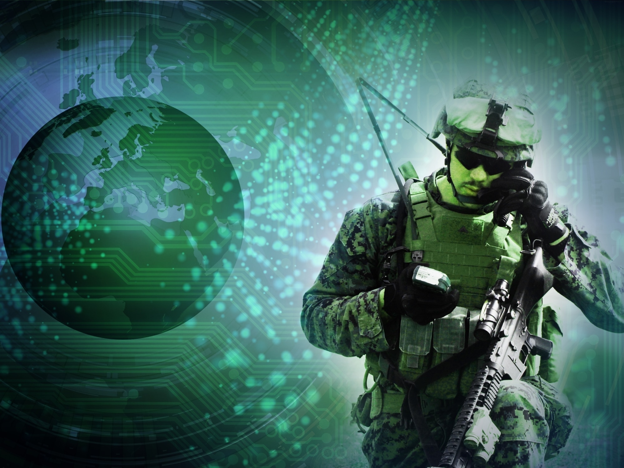 Air Force Life Cycle Management Center, Hanscom Air Force Base, Mass., is studying how cloud computing could safely provide data to users who need it, even in degraded environments, like those encountered by ground troops in combat. (Department of Defense graphic illustration)
