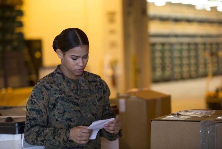 The Marine Corps Association and Foundation honored Cpl. Nelfi Tineoferreiras as its Marine of the Year 2017 Jan. 12, 2018, at the Butler Officer's Club, Camp Foster, Okinawa, Japan.  Tineoferreiras, the noncommissioned officer-in-charge of Receiving Section, Combat Logistics Regiment 35, 3rd Marine Logistics Group,  and native of the Dominican Republic was nominated to be the MCA&F Marine of the Year 2017 for her outstanding performance, some of which included her technical proficiency, dedication to her duties and demonstration of the Marine Corps' core values. (U.S. Marine Corps photo by Lance Cpl. Joshua Pinkney)