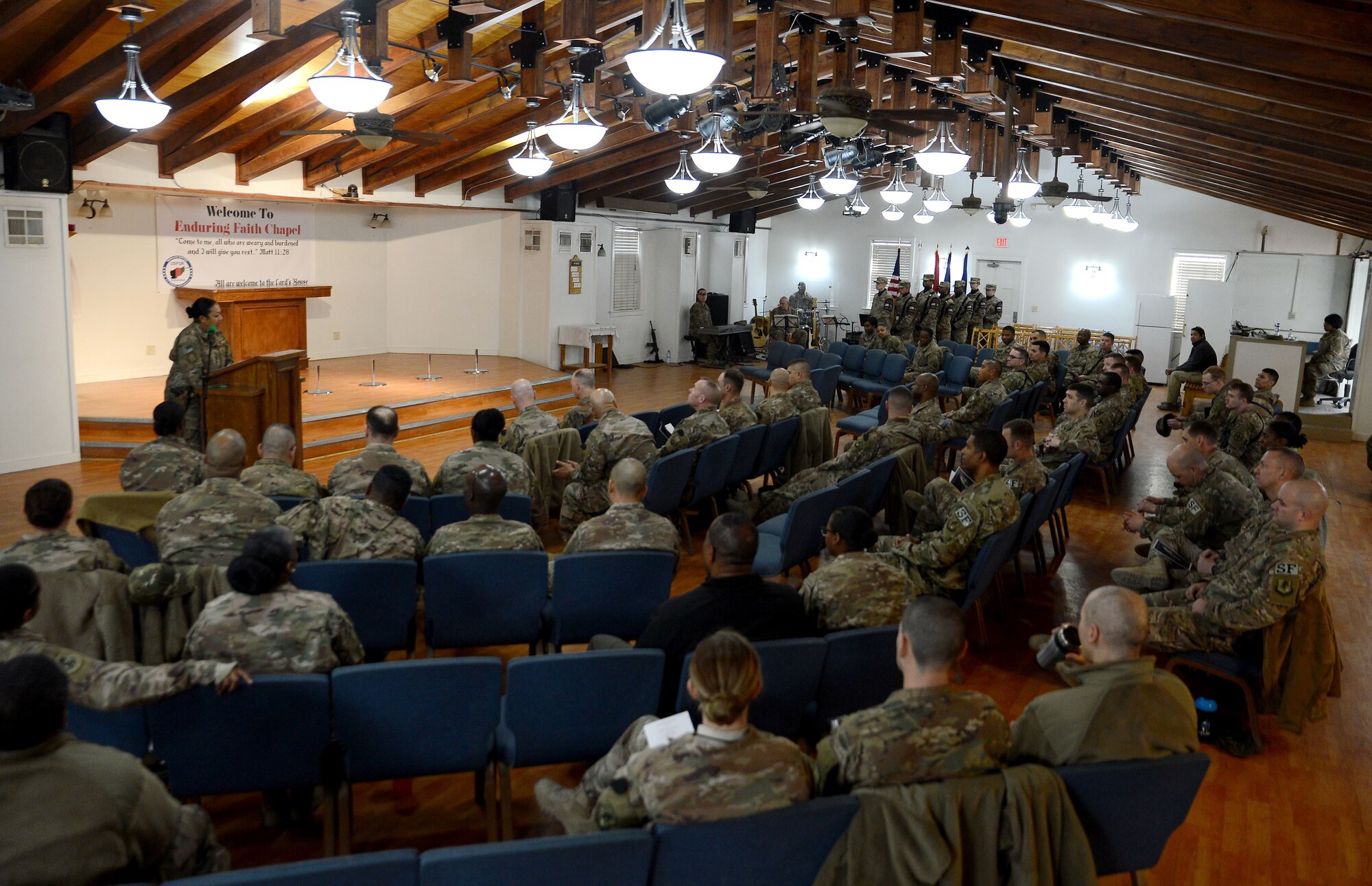 Members of Bagram Airfield gathered at the Enduring Faith to celebrate Martin Luther King Day Jan. 15, 2018 at Bagram Airfield, Afghanistan.