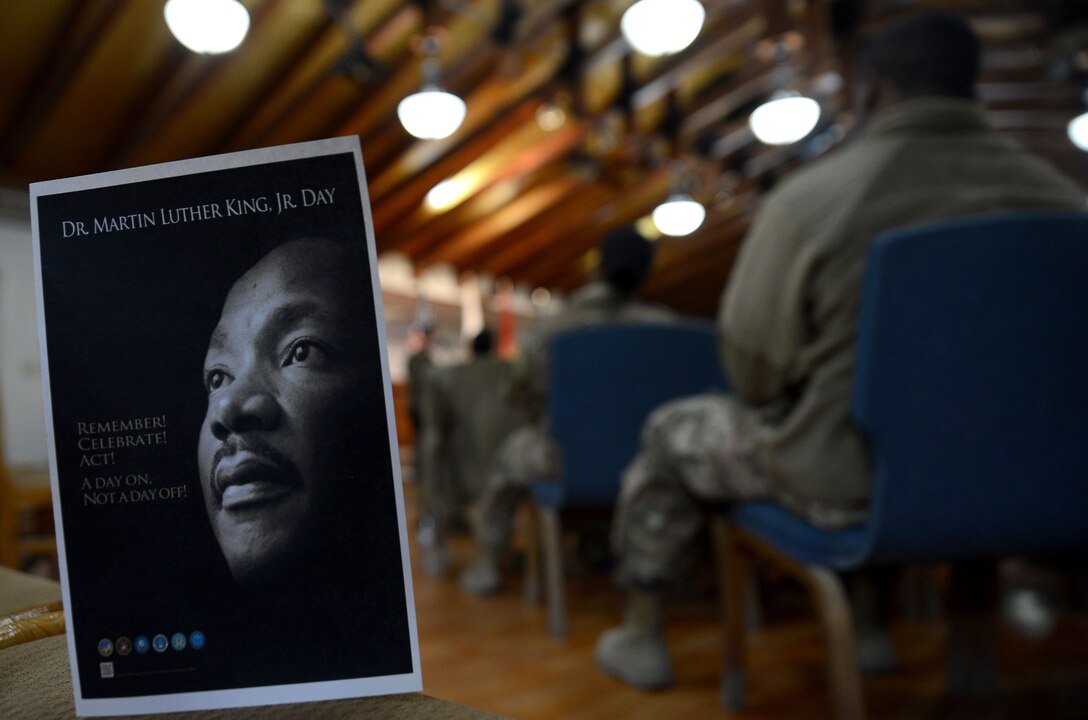 Members of Bagram Airfield gathered at the Enduring Faith to celebrate Martin Luther King Day Jan. 15, 2018 at Bagram Airfield, Afghanistan.