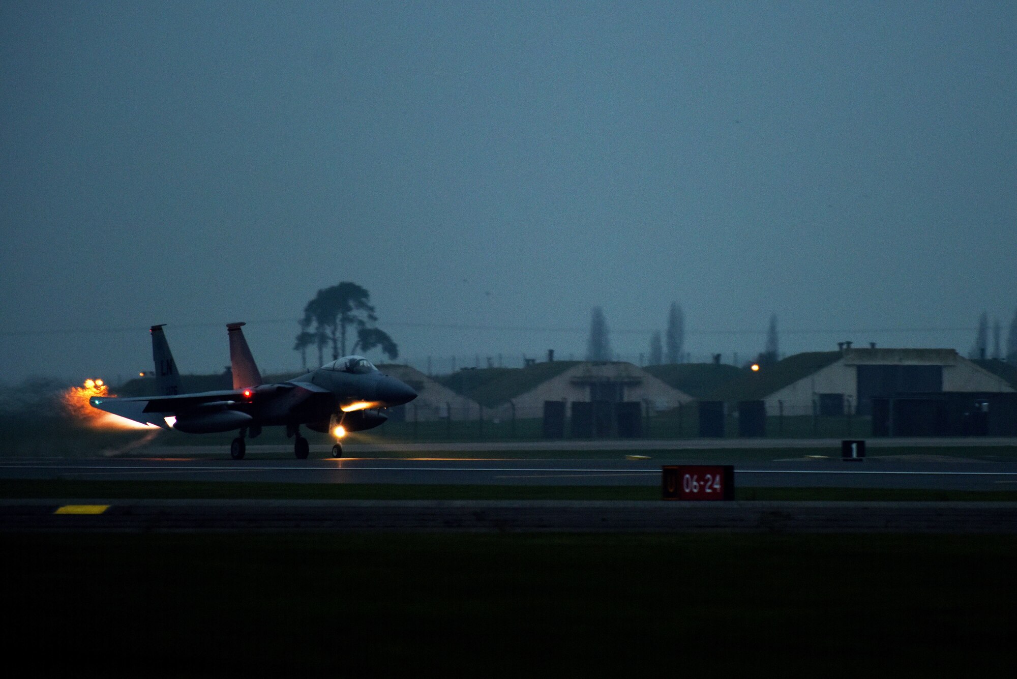 A 493rd Fighter Squadron F-15C Eagle takes off at Royal Air Force Lakenheath, England, Jan. 9. The 493rd FS’s continued presence has enabled regular participation in exercises and other operational engagements in the region, reassuring partners and allies of the U.S.’s commitment to European security and stability. (U.S. Air Force photo/Senior Airman Abby L. Finkel)
