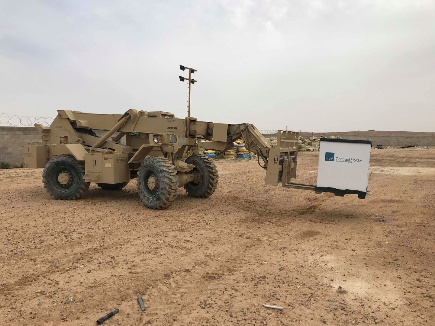 Task Force Spartan Soldiers work to palletize non-mission essential property across the Arabian Gulf and the Levant. The excess equipment and supplies will soon be sent to a retrograde sort yard for processing.