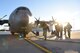 Service members with the Indian Air Force complete routine maintenance on a C-130 Hercules Jan. 13, 2018, after landing at Grand Forks Air Force Base, N.D before heading to McChord AFB, Wash. for exercise Vajra Prahar. (U.S. Air Force photo by Airman 1st Class Elora J. Martinez)