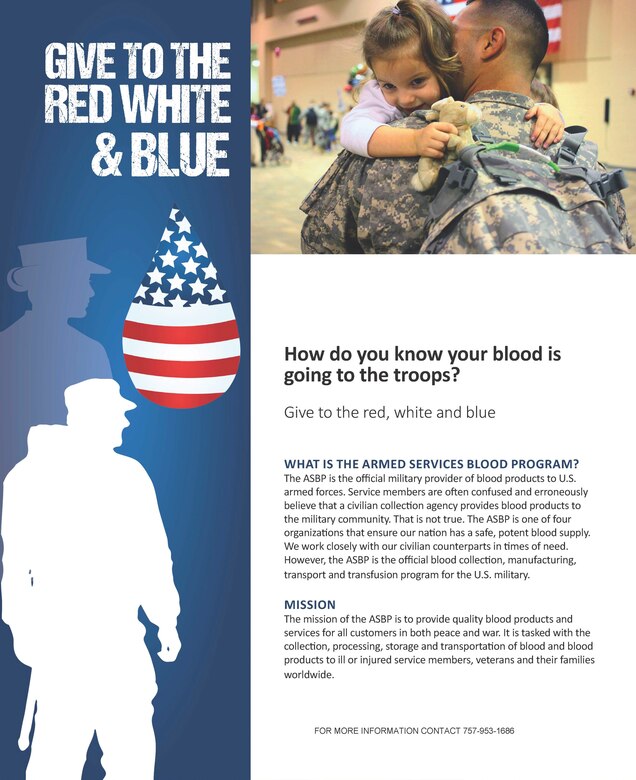 The ASBP is the Department of Defense’s blood donor program.