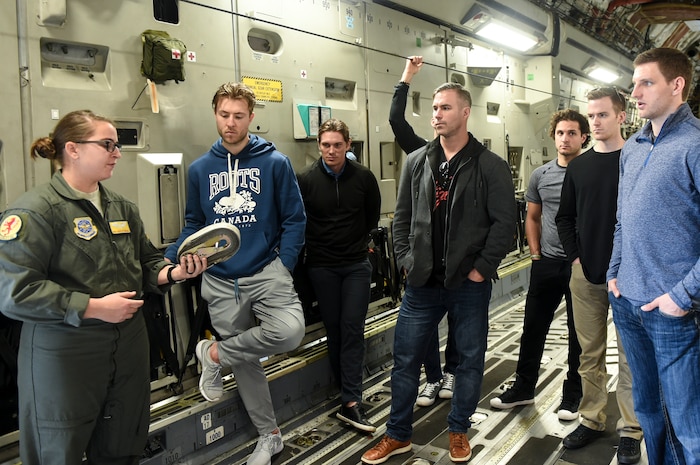 Members of the South Carolina Stingrays toured Joint Base Charleston, S.C., Jan. 10, 2018.