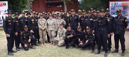 U.S. and Indian veterinary personnel share best practices in Military Working Dog training programs.