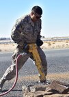Earlier this month, the 386th Expeditionary Civil Engineer Squadron accomplished construction repairs on the primary landing runway of their airfield.