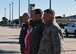 Lt. Gen. R. Scott Williams (Left), Continental U.S. NORAD Region-1 AF (AFNORTH) commander, Mrs. Williams (2nd from left), Col. Michael Hernandez (3rd from left), 325th Fighter Wing commander, and CMSgt. Richard King (right), 1st AF command chief, await the arrival of Gen. Lori Robinson, commander of U.S. Northern Command and North American Aerospace Defense Command, while on the flightline at Tyndall Air Force Base, Fla., Jan. 17, 2018. Robinson began her long 35 year career as a graduate of Tyndall’s Air Battle Manager School. (U.S. Air Force photo by Airman 1st Class Isaiah J. Soliz/Released)