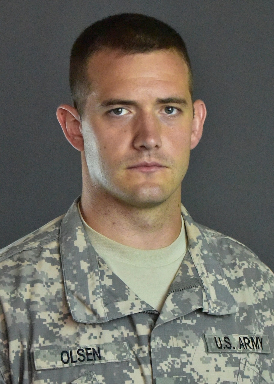 Portrait in uniform of soldier selected for Olympic team.