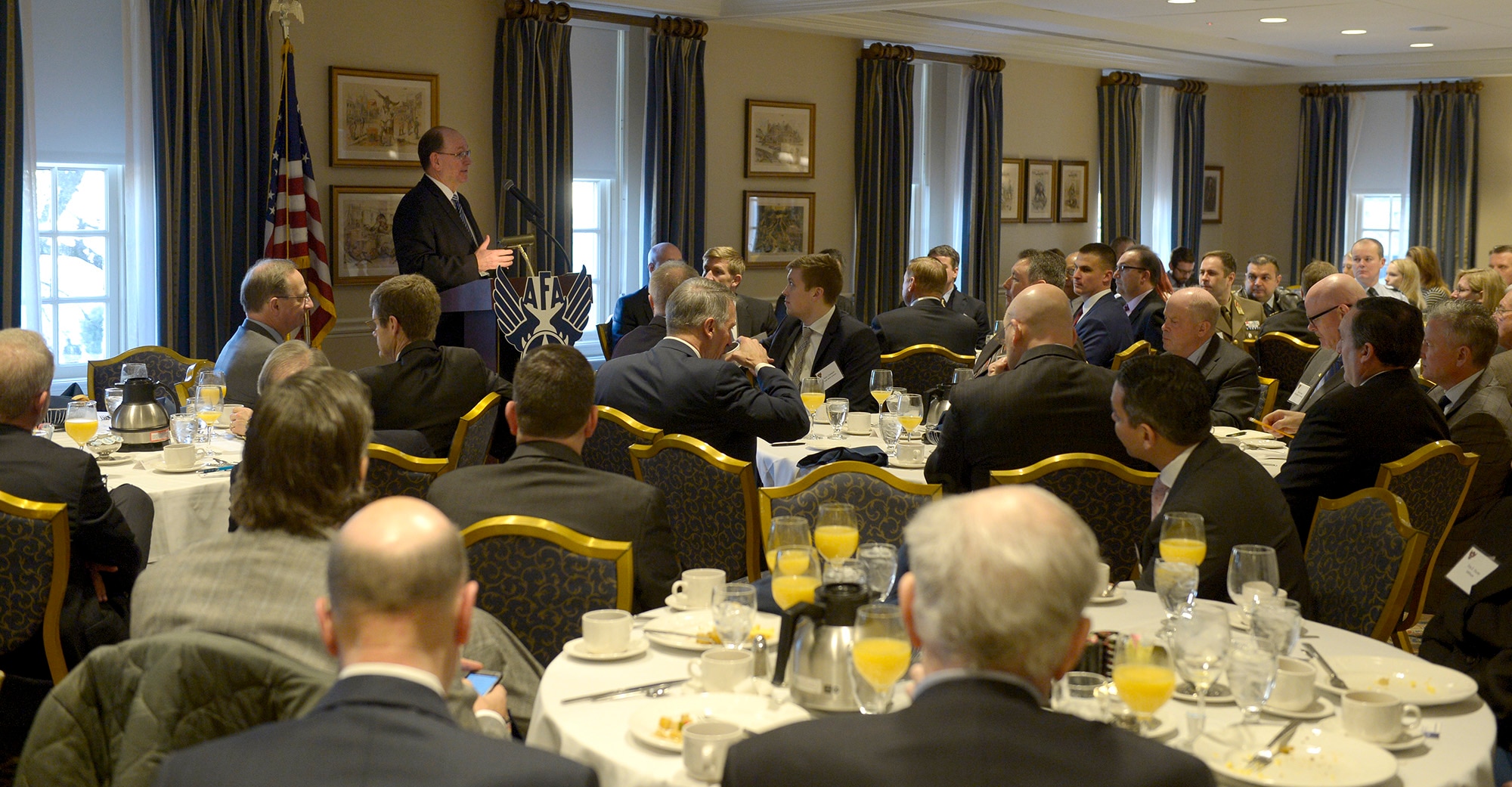 Undersecretary of the Air Force Matthew Donovan delivers the keynote speech during an Air Force Association breakfast Jan. 18, 2018, Washington, D.C. Donovan addressed variety of issues facing the Air Force. (U.S. Air Force photo by Staff Sgt. Rusty Frank)