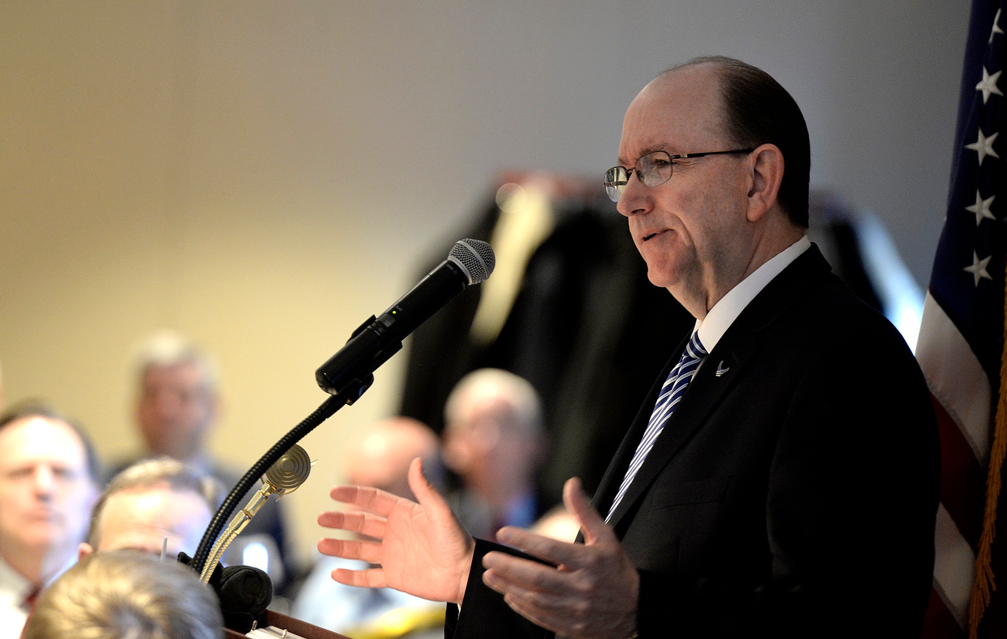 Undersecretary of the Air Force Matthew Donovan delivers the keynote speech during an Air Force Association breakfast Jan. 18, 2018, in Washington, D.C. Donovan addressed variety of issues facing the Air Force. (U.S. Air Force photo by Staff Sgt. Rusty Frank)