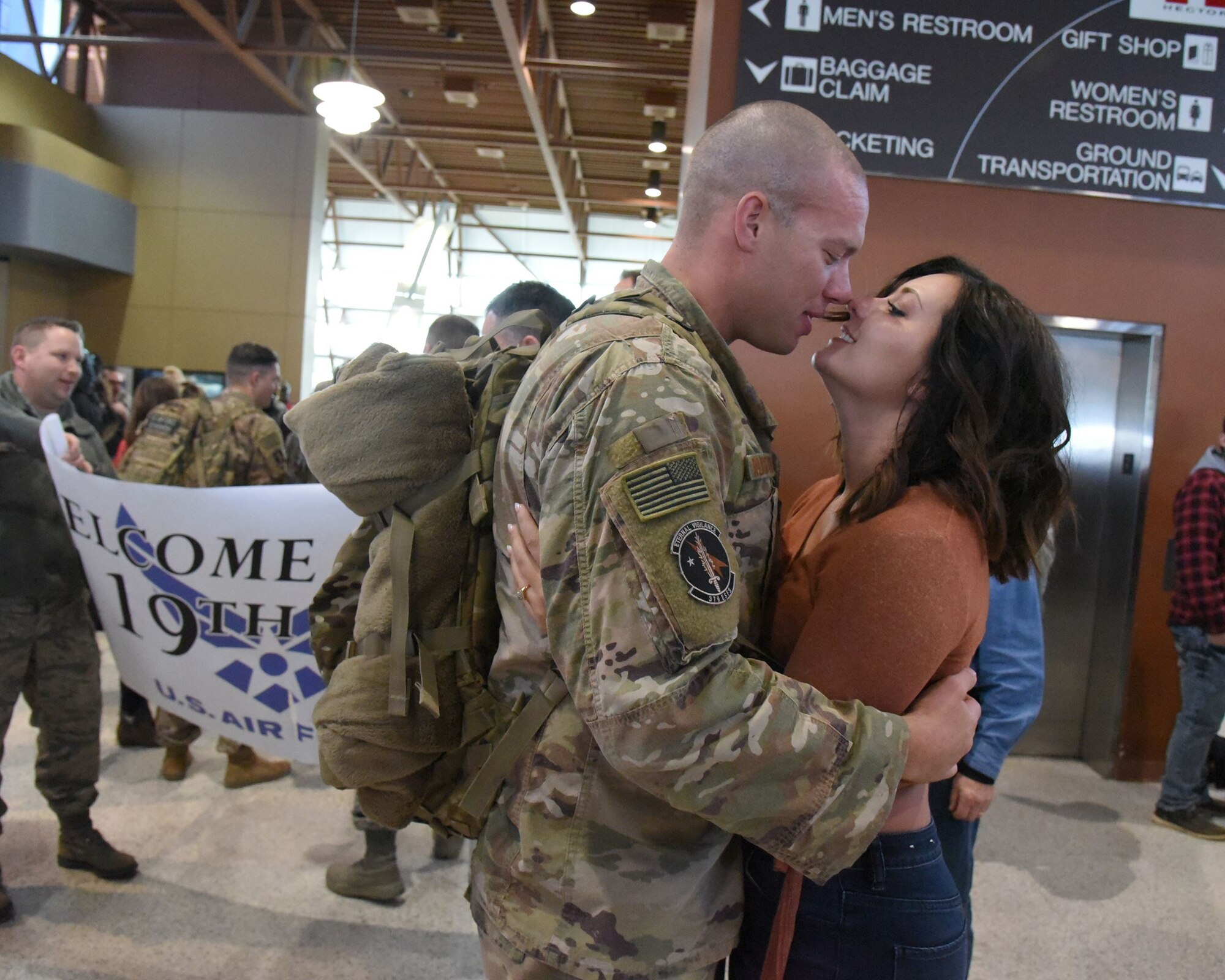 Staff Sgt. Erik Rustvang, of the 119th Security Forces Squadron, North Dakota Air National Guard, returns from deployment.