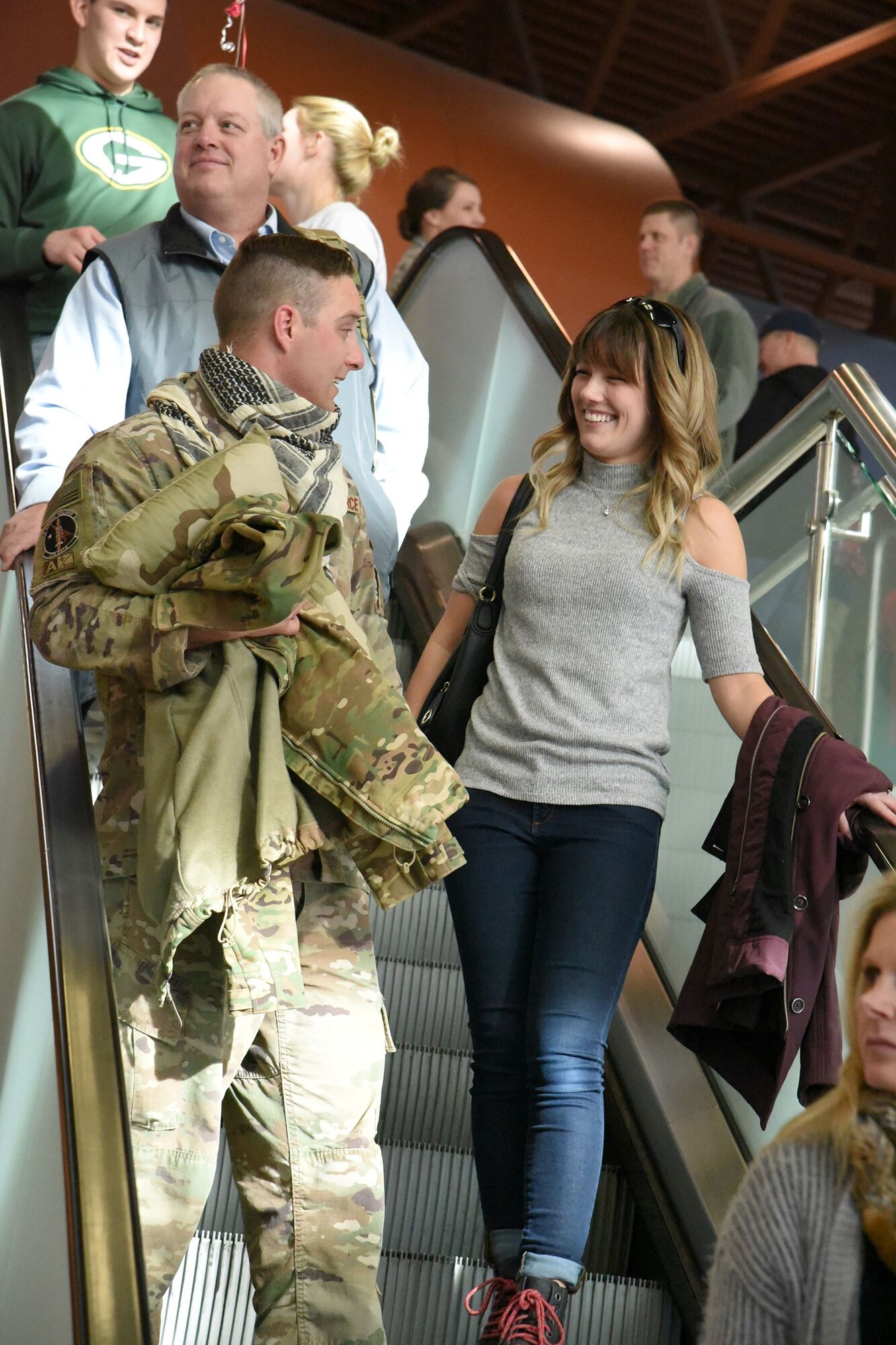 Staff Sgt. Zak Bergstrom, of the 119th Security Forces Squadron, North Dakota Air National Guard, returns from deployment.