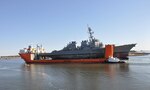 The Arleigh Burke-class guided missile destroyer USS Fitzgerald (DDG 62) arrived in Pascagoula, Mississippi, Jan. 19, aboard heavy lift vessel MV Transshelf inward bound from Yokosuka, Japan