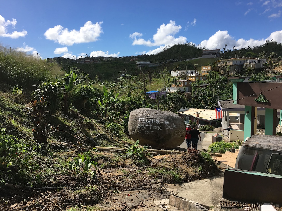 Rio Pierdas, located on the north eastern side of the island of Puerto Rico, was one of the many municipalities affected by Hurricane Maria. Kent Bernard, a U.S. Army Corps of Engineers contract specialist from the Walla Walla District headquarters in Walla Walla, Washington, encountered a variety of hurricane-placed road hazards while deployed to help FEMA’s temporary roofing assessment team in Puerto Rico from Oct. 18 to Nov. 28, 2017.