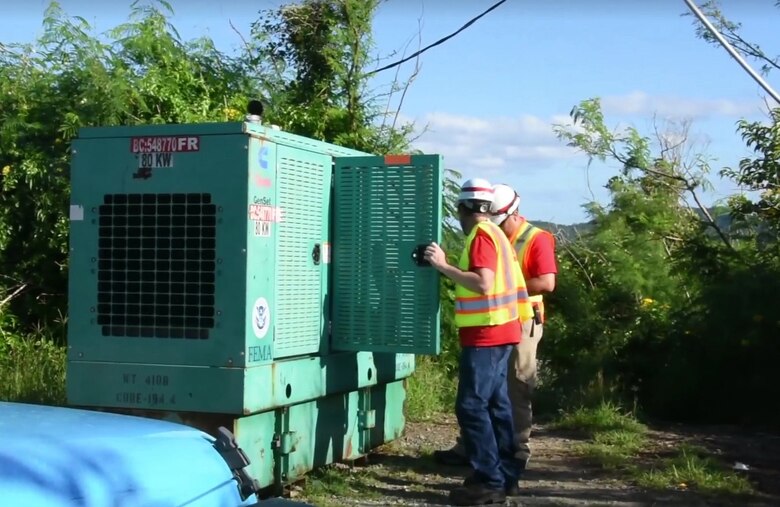 Nov. 27, 2017 --Temporary emergency generators have been installed by the U.S. Army Corps of Engineers across the U.S. Virgin Islands at schools, pump stations, government buildings and other facilities. The all-volunteer temporary emergency power team from the Walla Walla District recently completed their third hurricane-response deployment since late-August 2017.