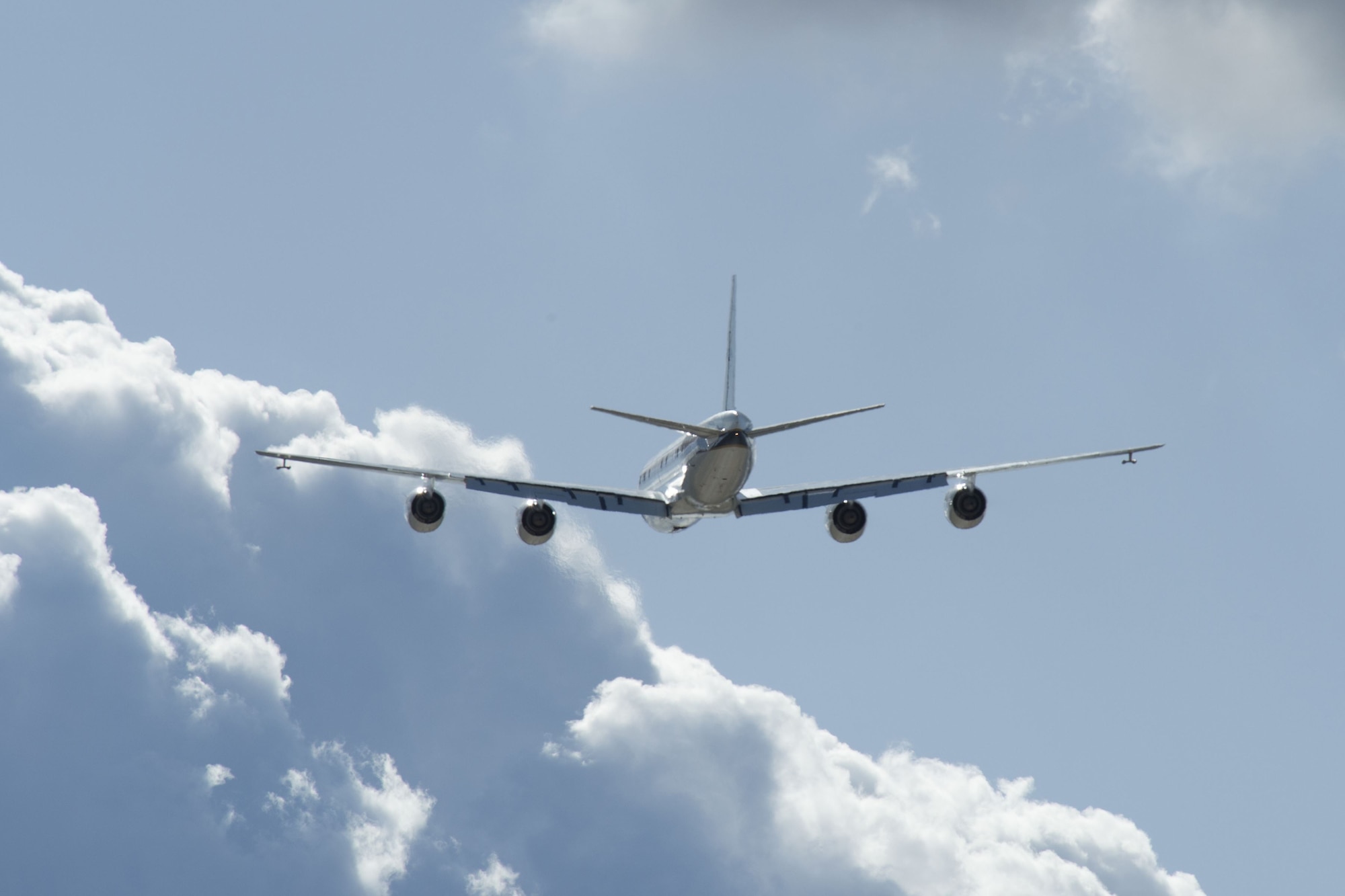 The United States National Aeronautics and Space Administration Armstrong Flight Research Center DC-8 aircraft, known as the “Flying Laboratory,” on its way to Germany for a three week study on more efficient biofuels to decrease aircraft emissions. To carry this study out, NASA and the German Aerospace Agency required assistance from the 721st AGOW.