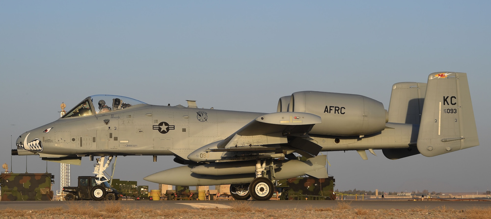An A-10 Thunderbolt II, assigned to Whiteman Air Force Base, taxis down the flight line on Kandahar Airfield, Afghanistan, Jan. 19, 2018.