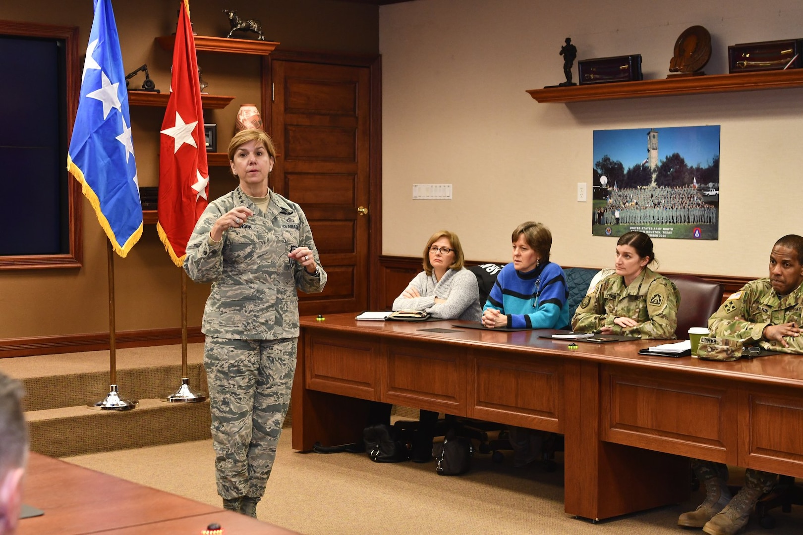 U.S. Army North (Fifth Army) hosted a town hall meeting at the historic Quadrangle Jan. 16 with Gen. Lori J. Robinson, commander, North American Aerospace Defense Command and United States Northern Command.