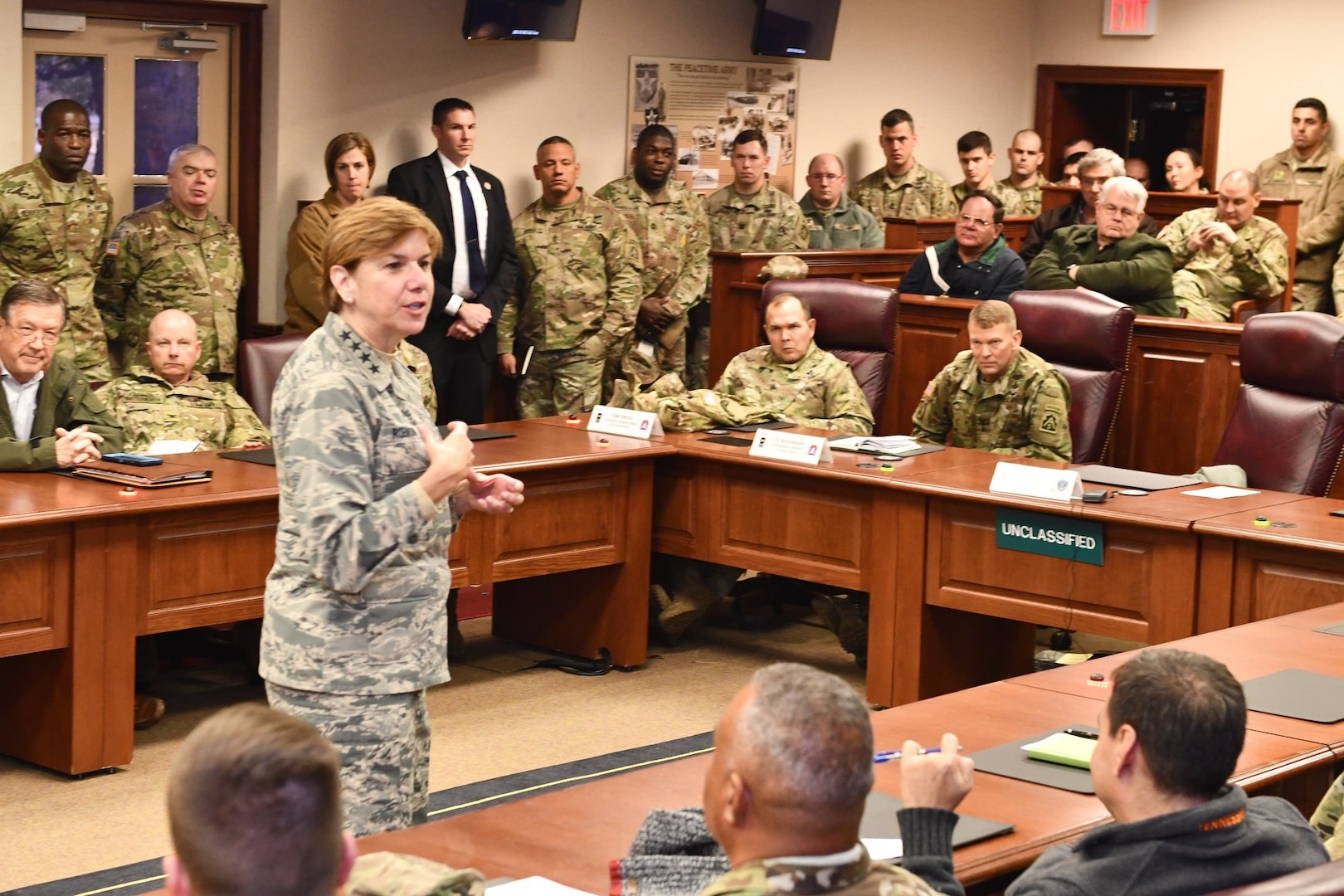 U.S. Army North (Fifth Army) hosted a town hall meeting at the historic Quadrangle Jan. 16 with Gen. Lori J. Robinson, commander, North American Aerospace Defense Command and United States Northern Command.