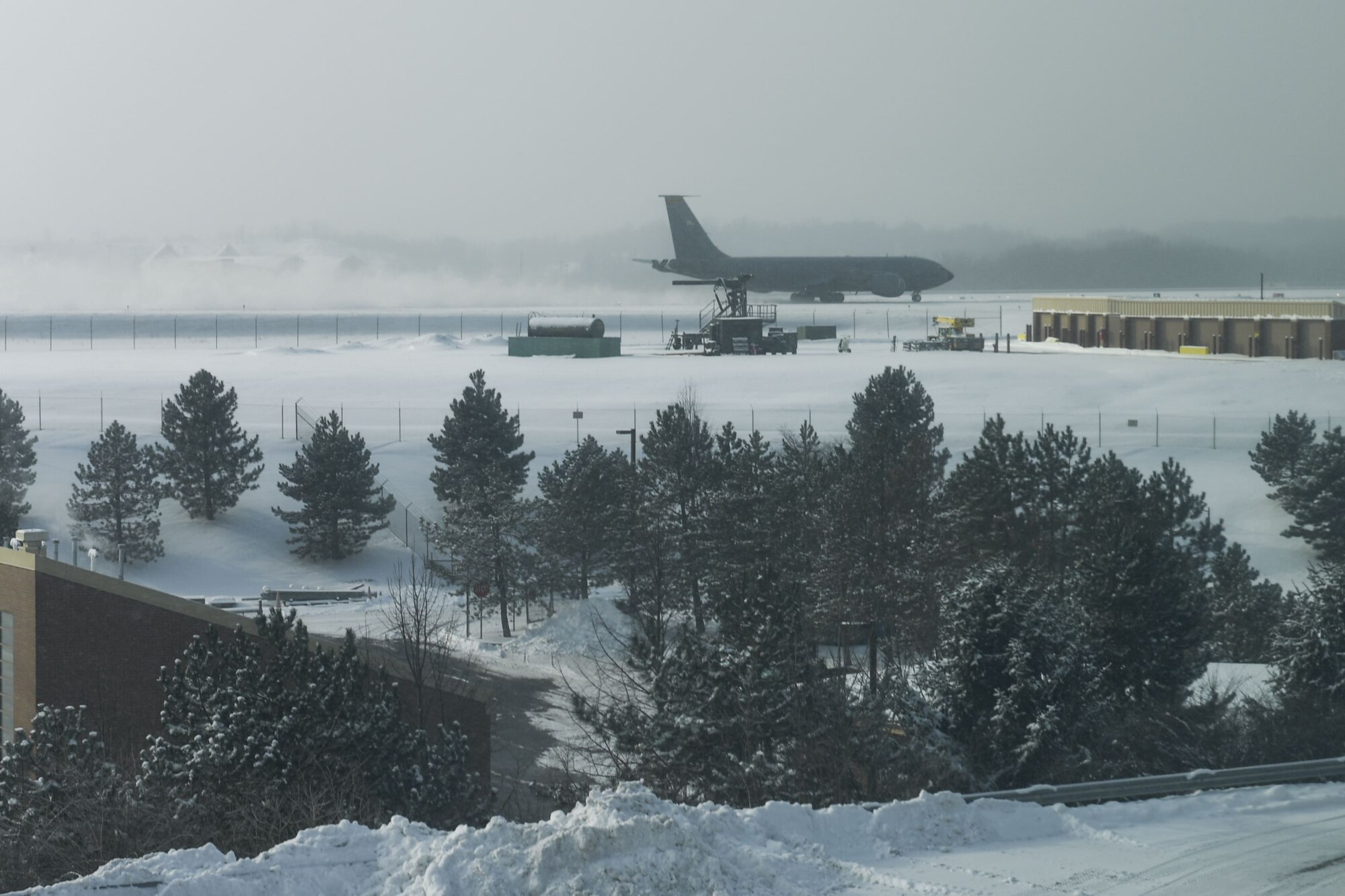 A KC-135 Stratotanker, assigned to the 171st Air Refueling Wing, takes off at the Pittsburgh International Airport Air Reserve Station, Pa., January 17, 2018. The KC-135 is an aerial refueling aircraft and has provided the core aerial refueling capability for the United States Air Force for over 50 years. (U.S. Air Force photo by Senior Airman Beth Kobily)