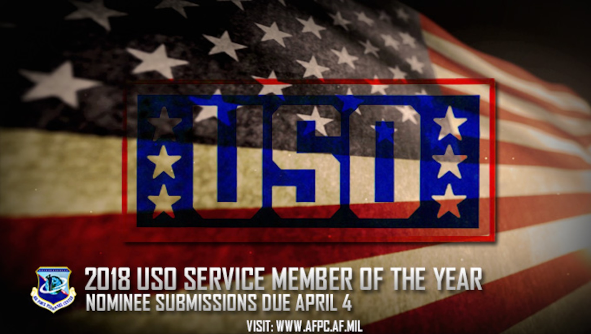 Air Force officials are currently accepting nominations for the 2018 United Service Organizations Service Member of the Year Award. Nominations are due to the Air Force’s Personnel Center by April 4.