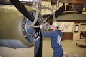 (01/23/2018) -- National Museum of the U.S. Air Force restoration crews installing propeller number one on the Boeing B-17F Memphis Belle™. Plans call for the aircraft to be placed on permanent public display in the WWII Gallery here at the National Museum of the U.S. Air Force on May 17, 2018. (U.S. Air Force photo by Ken LaRock)