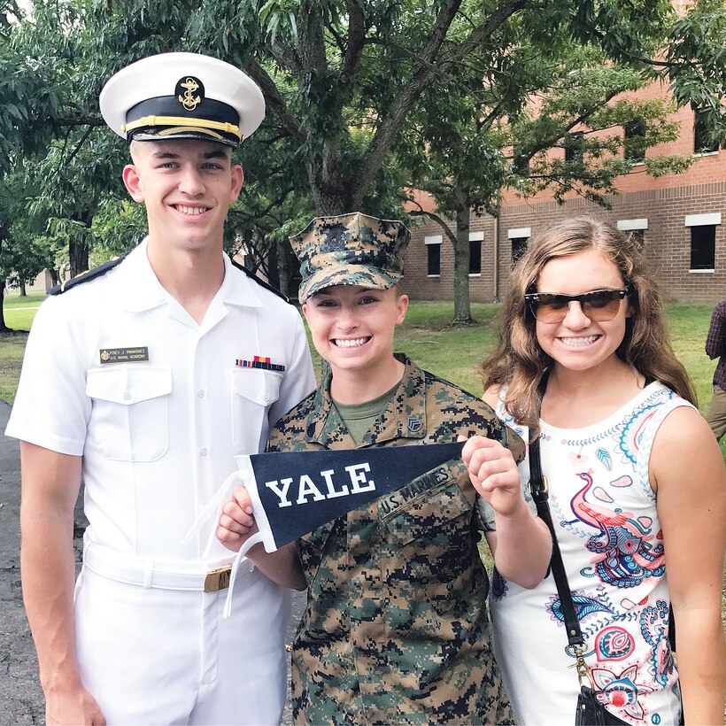 Staff Sgt. Allegra Pankratz celebrates her admittance into Yale University with her siblings.