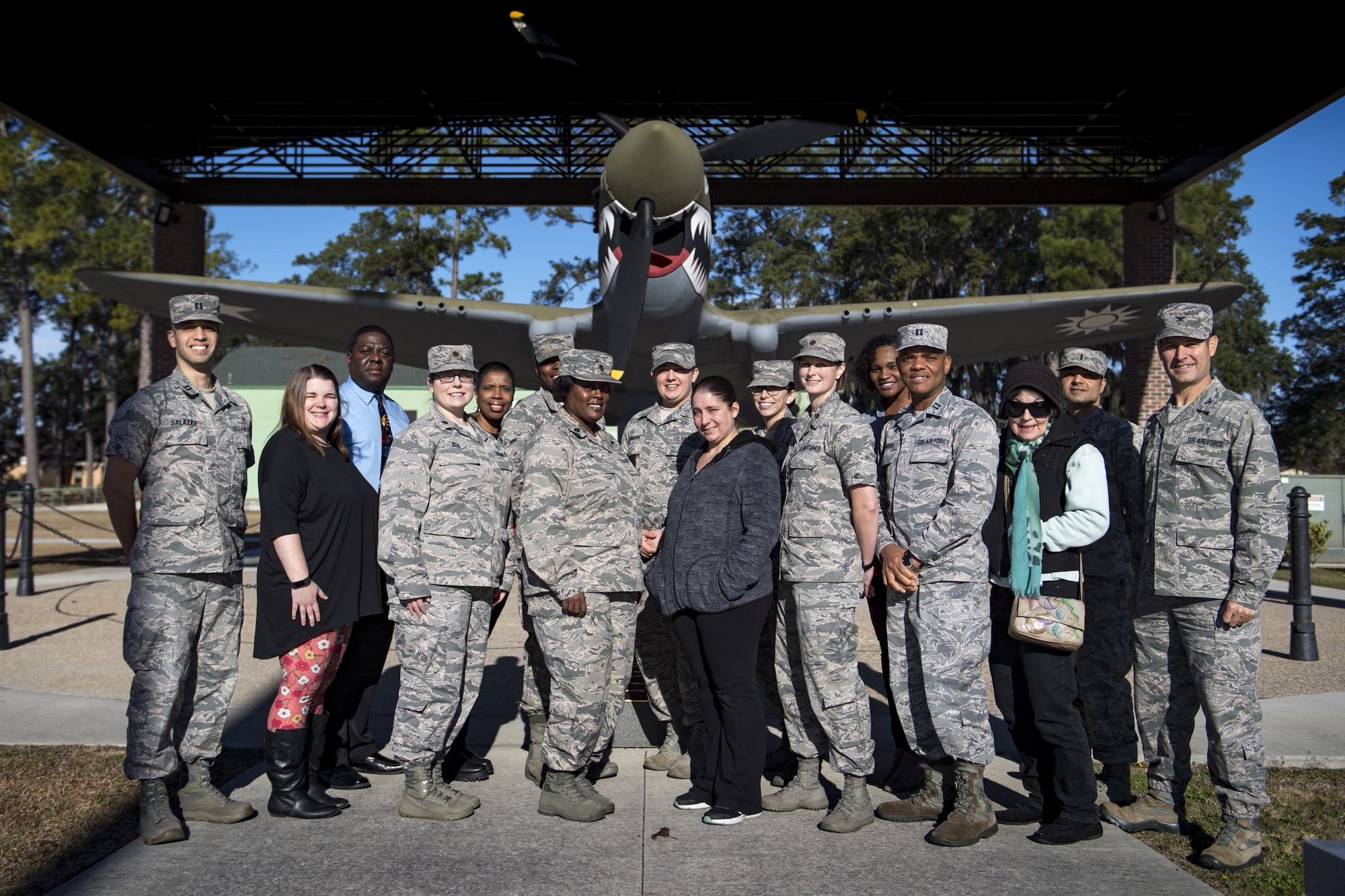 Members of Team Moody’s Biomedical Science Corps pose for a photo, Jan. 23, 2018, at Moody Air Force Base, Ga. The Biomedical Science Corps became the most diverse corps in the Air Force Medical Services when the Chief of Staff of the Air Force signed a special order on Jan. 28, 1965. (U.S. Air Force photo by Senior Airman Daniel Snider)