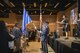Goodfellow Honor Guard posts the colors during the singing of the national anthem at the Chamber of Commerce Annual Awards Banquet held at the McNease Convention Center, San Angelo, Texas, Jan. 23. 2018. The banquet provided a year in review and honored local community members. (U.S. Air Force photo by Aryn Lockhart/Released)
