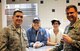 Commander of the 932nd Airlift Wing, Col. Raymond Smith, and the top enlisted leader, 932nd Command Chief Master Sgt. Chad Welch, stopped by to share a cup of coffee and thank USO volunteers Sue Sullivan (blue shirt) and Phyllis DeLeal (white shirt).  The duo visited Lambert International Airport and the James S. McDonnell USO nonprofit organization on Jan. 25, 2018, where they also said farewell to several deployers earlier that morning.  The USO strengthens America’s military service members by keeping them connected to family, home and country, throughout their service to the nation.  They provide resting and refreshment areas in many airports for military members who are traveling.  They have also come out to the 932nd Airlift Wing for many blood drives, picnics, and special events.  (U.S. Air Force photo by Lt. Col. Stan Paregien)