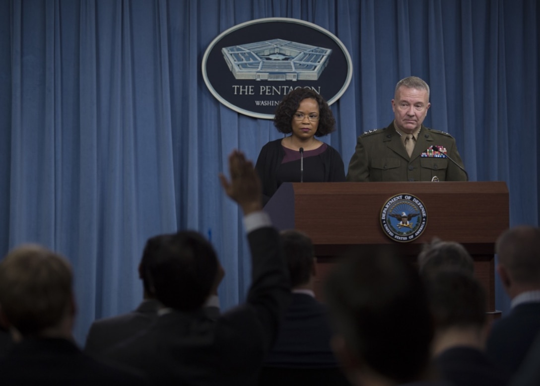 Dana White, chief Pentagon spokesperson, and Marine Corps Lt. Gen. Kenneth F. McKenzie Jr., the Joint Staff director, brief reporters at the Pentagon.