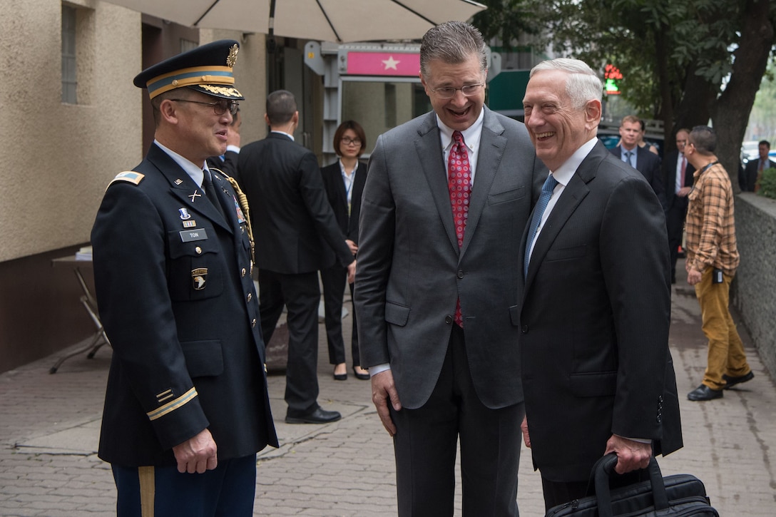 Defense Secretary James N. Mattis visits the U.S. Embassy in Hanoi, Vietnam.