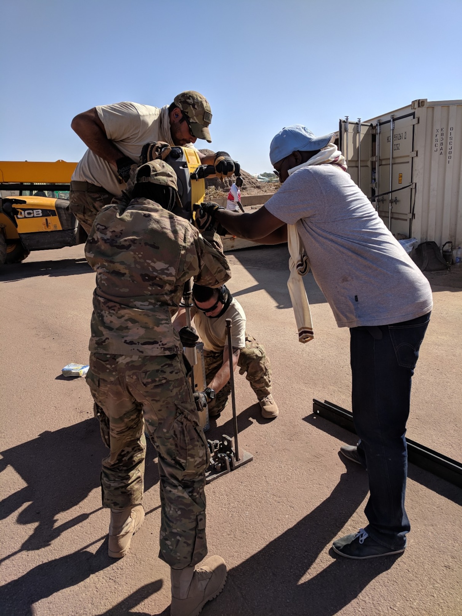 Airmen from the 635th Material Maintenance Squadron, Holloman Air Force Base, New Mexico, deployed to N'Djamena on Jan. 7, 2018 to assist the Chadian Air Force to erect aircraft maintenance shelters and training for their critical aircraft. The effort was initiated due to a large-scale wind storm last summer that destroyed many aircraft and maintenance shelters located in the main airfield in N'Djamena. (Courtesy Photo)