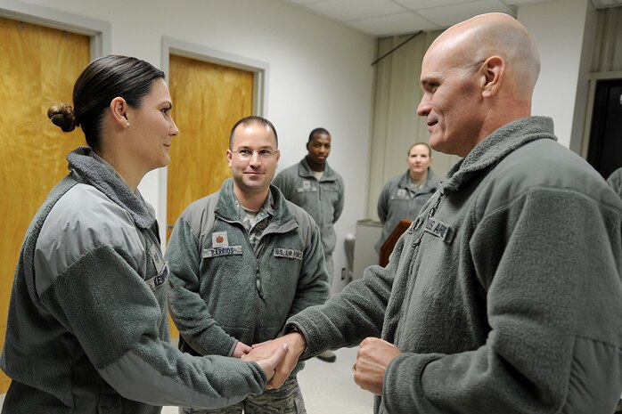 Gen. Carlton D. Everhart II, commander of Air Mobility Command, visited Joint Base Charleston January 16 through 19 to address and learn from the Airmen of the 628th Air Base Wing, 437th Airlift Wing and their joint mission partners. During the visit, he gave coins to star performers, posed for group photos and presented the 628th Air Base Wing the Outstanding Unit Award and 437th Airlift Wing the Meritorious Service Award.