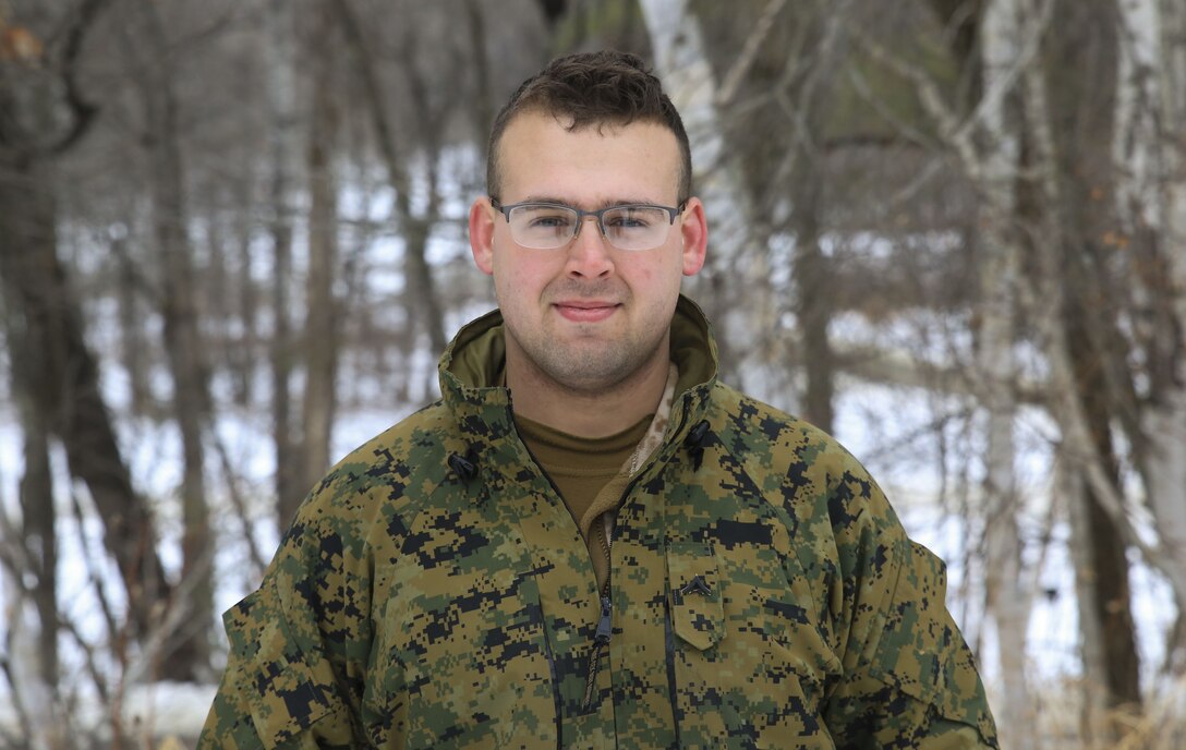 Lance Cpl. Aeron Goodman, a rifleman with Bravo Company, 1st Battalion, 24th Marines, 4th Marine Division, a graduate of South Vermillion High School and Clinton, Indiana native, participated in exercise Nordic Frost in Jericho, Vermont, Jan.13-27, 2018. Goodman is a Reserve Marine, as well as a warehouse forklift operator and student at Ivy Technical Community College of Indiana.

Reserve Marines with 24th Marines conducted cold weather training among the mountainous Vermont terrain at Camp Ethan Allen Training Site. The goal of Nordic Frost was to improve the unit’s environmental capabilities by giving them an introduction to cold weather training and testing their squad and fire team level defensive proficiency in an austere environment. This was a great opportunity for Marines to spend two weeks working together, battling the elements to ensure that they are ready to fight tonight and respond to the nation’s calls.