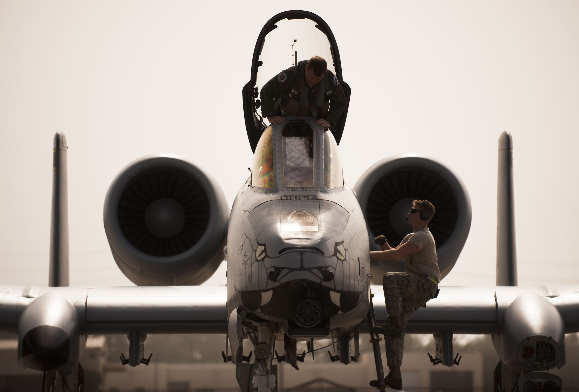 A pilot from the 163rd Fighter Squadron, left, and Staff Sgt. Michael Gresley, 122nd Aircraft Maintenance crew chief, 122nd Fighter Wing, Fort Wayne, Ind., climb to the cockpit of an A-10C “Warthog” aircraft during Operation Guardian Blitz, Jan. 23, 2018, at MacDill Air Force Base, Fla. Both crew chief and pilot perform inspections prior to takeoff to ensure success of the mission. The 122nd Fighter Wing and the 163rd Fighter Squadron constantly train to ensure our members are always prepared to defend the nation. (U.S. Air National Guard photo by Staff Sgt. William Hopper)